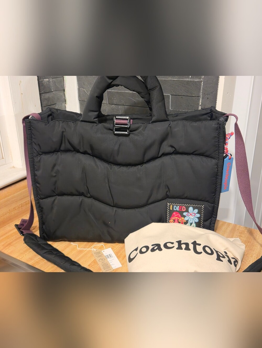 Coach NWT Coachtopia Black Puffer Tote/Crossbody W/ Dustbag